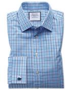 Charles Tyrwhitt Classic Fit Poplin Multi Blue Check Cotton Dress Shirt Single Cuff Size 15.5/33 By Charles Tyrwhitt