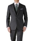 Charles Tyrwhitt Charles Tyrwhitt Grey Check Slim Fit Flannel Business Suit Wool Jacket Size 36