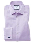 Charles Tyrwhitt Slim Fit Non-iron Puppytooth Lilac Cotton Dress Shirt Single Cuff Size 14.5/32 By Charles Tyrwhitt
