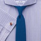 Charles Tyrwhitt Slim Fit Extreme Spread Collar End-on-end Stripe Lilac Cotton Dress Casual Shirt French Cuff Size 17/34 By Charles Tyrwhitt