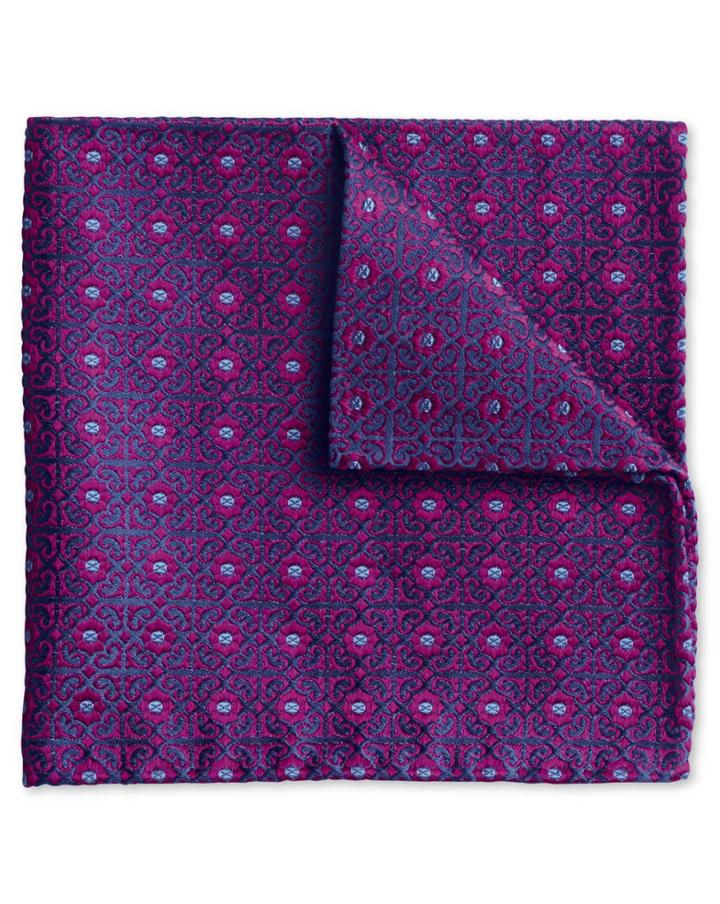 Charles Tyrwhitt Magenta Geometric English Luxury Silk Pocket Square By Charles Tyrwhitt