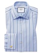  Classic Fit Sky Blue Multi Stripe Egyptian Cotton Dress Shirt French Cuff Size 15/33 By Charles Tyrwhitt