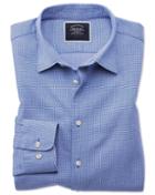  Classic Fit Royal Blue Micro Check Soft Texture Cotton Casual Shirt Single Cuff Size Large By Charles Tyrwhitt