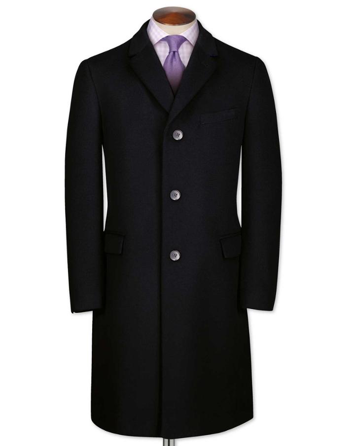 Charles Tyrwhitt Charles Tyrwhitt Slim Fit Navy Wool And Cashmere Overcoat