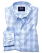  Classic Fit Sky Blue Gingham Soft Washed Non-iron Tyrwhitt Cool Cotton Casual Shirt Single Cuff Size Medium By Charles Tyrwhitt