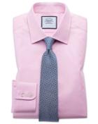  Classic Fit Egyptian Cotton Trellis Weave Pink Dress Shirt Single Cuff Size 15.5/33 By Charles Tyrwhitt