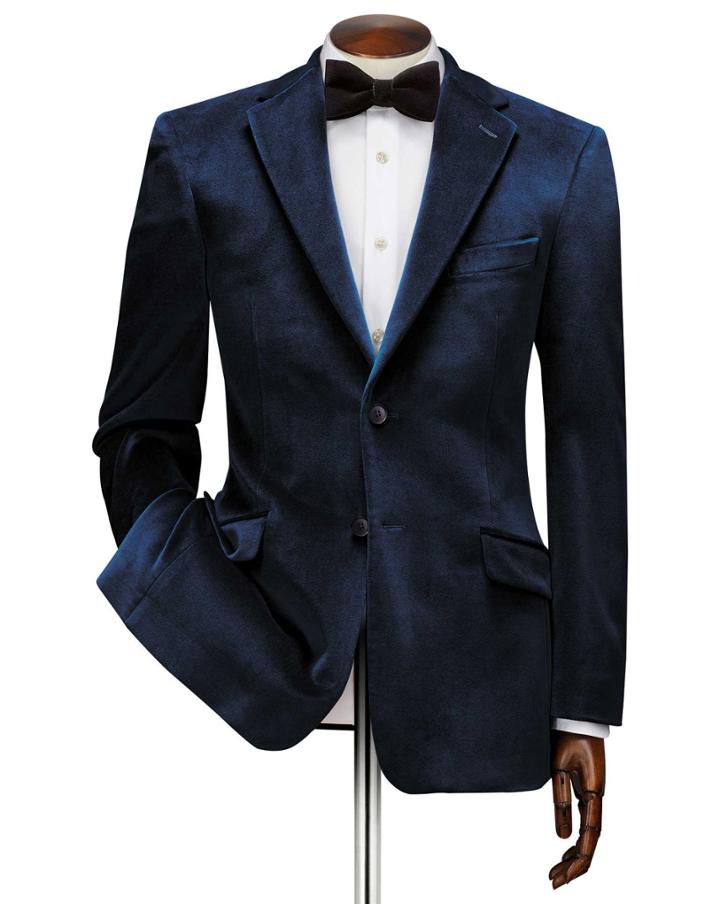  Slim Fit Teal Velvet Cotton Jacket Size 44 By Charles Tyrwhitt