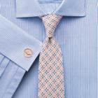 Charles Tyrwhitt Slim Fit Semi-spread Collar Egyptian Cotton Soft Touch Bengal Stripe Sky Blue Dress Casual Shirt Single Cuff Size 17.5/35 By Charles Tyrwhitt