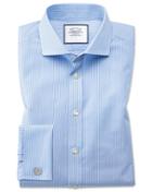 Charles Tyrwhitt Slim Fit Spread Collar Non-iron Bengal Stripe Sky Blue Cotton Dress Shirt Single Cuff Size 14.5/32 By Charles Tyrwhitt