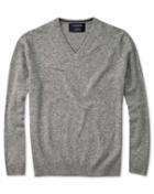  Silver Grey Cashmere V-neck Sweater Size Large By Charles Tyrwhitt