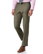  Olive Slim Fit Twill Business Suit Wool Pants Size W30 L30 By Charles Tyrwhitt