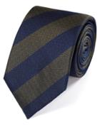 Charles Tyrwhitt Navy And Green Silk Block Stripe Classic Tie By Charles Tyrwhitt