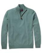  Light Green Cashmere Zip Neck Sweater Size Large By Charles Tyrwhitt