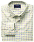 Charles Tyrwhitt Charles Tyrwhitt Classic Fit Non-iron Poplin Check Yellow And Sky Blue Cotton Dress Shirt Size Medium