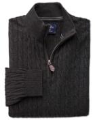 Charles Tyrwhitt Charcoal Cotton Cashmere Cable Zip Neck Cotton/cashmere Sweater Size Large By Charles Tyrwhitt