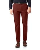  Rust Flat Front Soft Washed Cotton Chino Pants Size W32 L30 By Charles Tyrwhitt