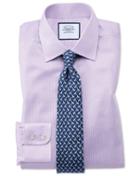  Slim Fit Non-iron Lilac Puppytooth Cotton Dress Shirt French Cuff Size 14.5/33 By Charles Tyrwhitt