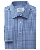 Charles Tyrwhitt Charles Tyrwhitt Extra Slim Fit Small Gingham Navy Cotton Dress Shirt Size 15.5/32