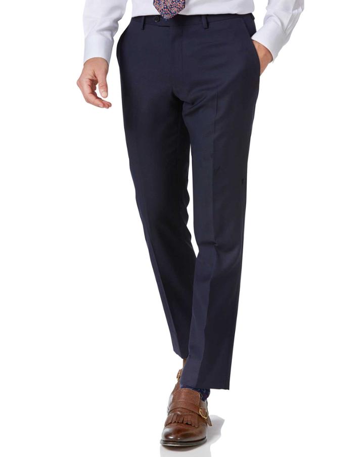  Navy Slim Fit Twill Business Suit Wool Pants Size W30 L38 By Charles Tyrwhitt