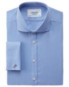 Charles Tyrwhitt Charles Tyrwhitt Extra Slim Fit Spread Collar Non-iron Mini Herringbone Blue Cotton Dress Shirt Size 15/35