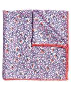  Pink And White Floral Print Silk Pocket Square By Charles Tyrwhitt