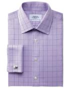 Charles Tyrwhitt Charles Tyrwhitt Extra Slim Fit Non-iron Prince Of Wales Lilac Cotton Dress Shirt Size 15.5/33