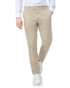  Stone Flat Front Non-iron Cotton Chino Pants Size W32 L32 By Charles Tyrwhitt