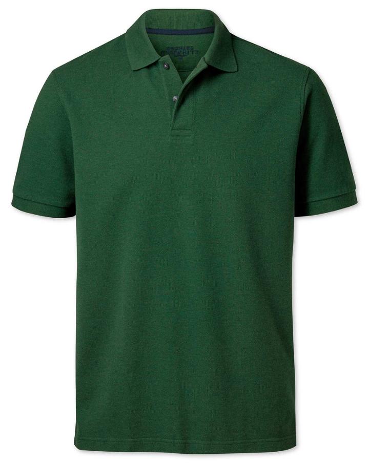  Green Cotton Pique Polo Size Large By Charles Tyrwhitt