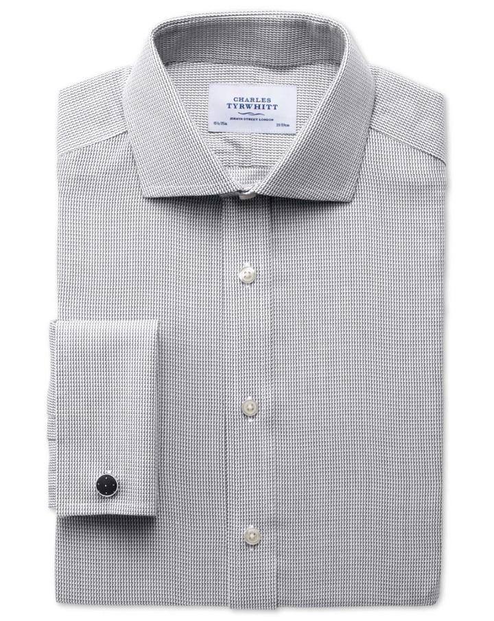 Charles Tyrwhitt Slim Fit Spread Collar Non-iron Grey Cotton Dress Shirt French Cuff Size 16/34 By Charles Tyrwhitt