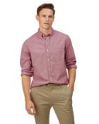  Slim Fit Red Soft Washed Stretch Poplin Plain Cotton Casual Shirt Single Cuff Size Medium By Charles Tyrwhitt