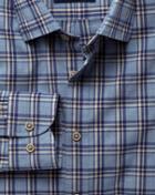 Charles Tyrwhitt Charles Tyrwhitt Classic Fit Blue And Navy Check Heather Cotton Dress Shirt Size Medium