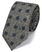Charles Tyrwhitt Grey And Blue Silk Mix Printed Donegal Luxury Tie By Charles Tyrwhitt