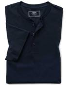  Navy Short Sleeve Henley T-casual Shirt By Charles Tyrwhitt