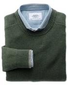 Charles Tyrwhitt Olive Merino Cotton Crew Neck Wool Sweater Size Medium By Charles Tyrwhitt