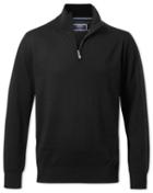  Black Merino Wool Zip Neck Sweater Size Medium By Charles Tyrwhitt