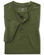  Olive Short Sleeve Henley T-casual Shirt Size Medium By Charles Tyrwhitt