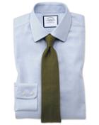 Charles Tyrwhitt Classic Fit Non-iron Step Weave Mid Blue Cotton Dress Shirt French Cuff Size 15/33 By Charles Tyrwhitt
