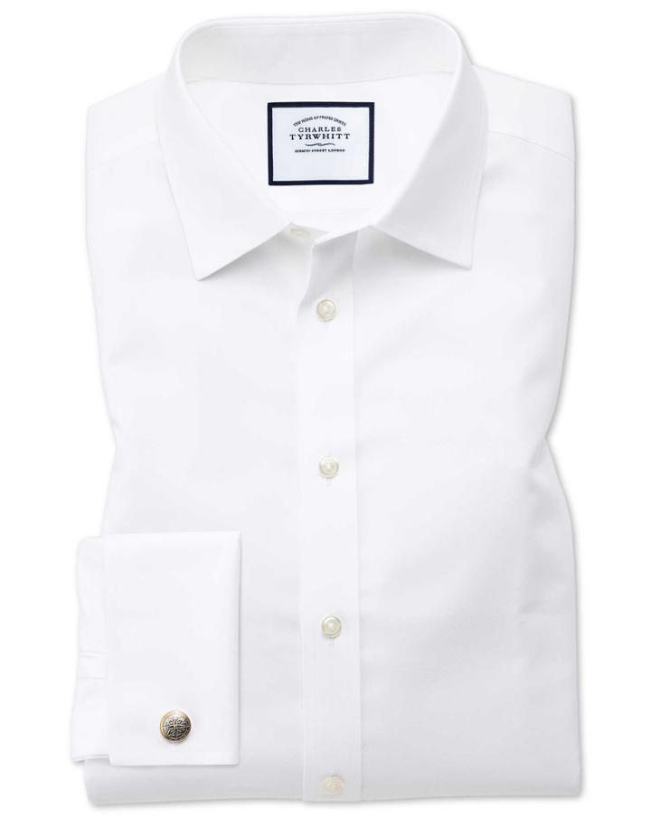 Charles Tyrwhitt Classic Fit Non-iron Twill White Cotton Dress Shirt French Cuff Size 15/33 By Charles Tyrwhitt