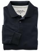 Charles Tyrwhitt Navy Pique Long Sleeve Cotton Polo Size Xs By Charles Tyrwhitt