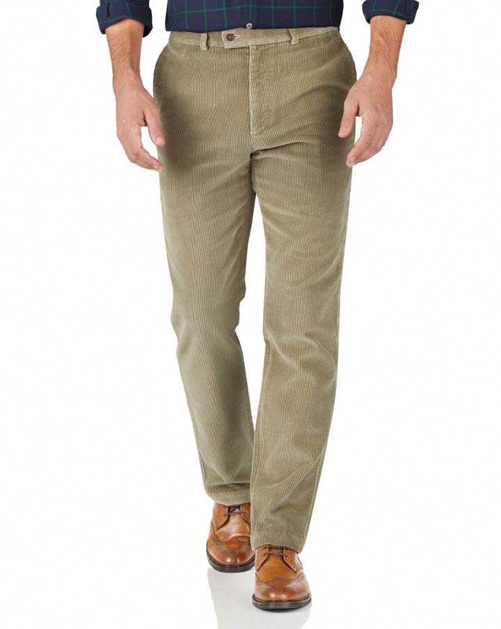  Light Brown Slim Fit Jumbo Cord Trousers Size W32 L32 By Charles Tyrwhitt
