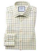  Classic Fit Navy And Green Tattersall Country Check Cotton Dress Shirt Single Cuff Size 15.5/34 By Charles Tyrwhitt