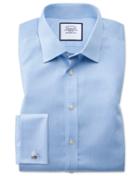 Charles Tyrwhitt Slim Fit Non-iron Puppytooth Sky Blue Cotton Dress Shirt French Cuff Size 14.5/33 By Charles Tyrwhitt