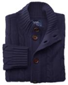Charles Tyrwhitt Navy Lambswool Cable Cardigan Size Medium By Charles Tyrwhitt