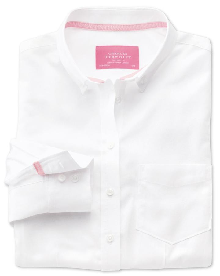 Charles Tyrwhitt Charles Tyrwhitt Women's Semi-fitted Cotton Oxford White Shirt Size 8
