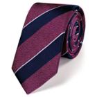 Charles Tyrwhitt Charles Tyrwhitt Classic Slim Berry And Navy Wide Stripe Melange Tie