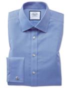  Slim Fit Non-iron Royal Panama Blue Cotton Dress Shirt Single Cuff Size 15/34 By Charles Tyrwhitt