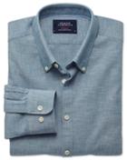Charles Tyrwhitt Charles Tyrwhitt Extra Slim Fit Petrol Blue Chambray Cotton Dress Shirt Size Medium