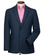  Slim Fit Blue Herringbone Wool Wool Jacket Size 44 By Charles Tyrwhitt