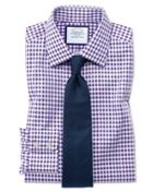 Charles Tyrwhitt Extra Slim Fit Non-iron Gingham Purple Cotton Dress Shirt Single Cuff Size 14.5/33 By Charles Tyrwhitt