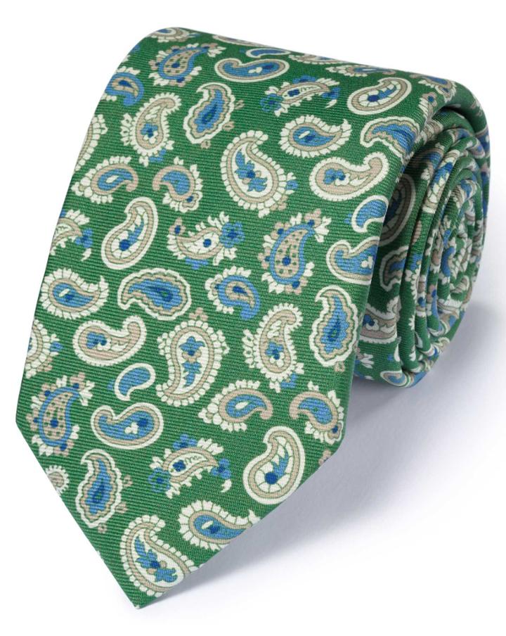 Charles Tyrwhitt Charles Tyrwhitt Green Silk English Luxury Paisley Tie
